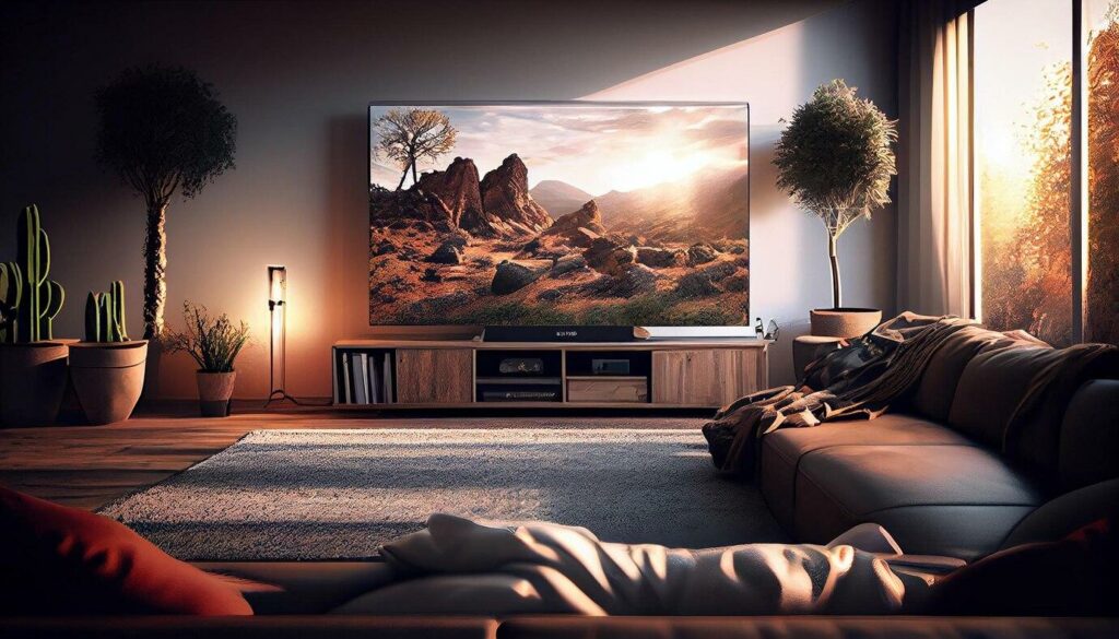 duży telewizor w salonie