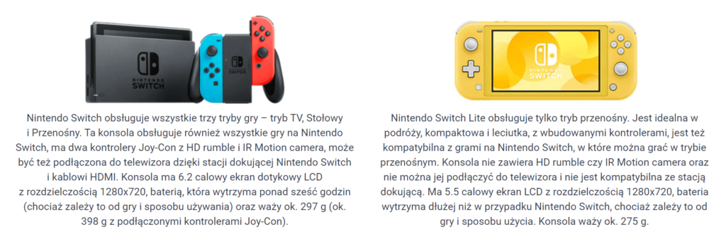 Porównanie konsoli Nintendo Switch i Nintendo Switch Lite