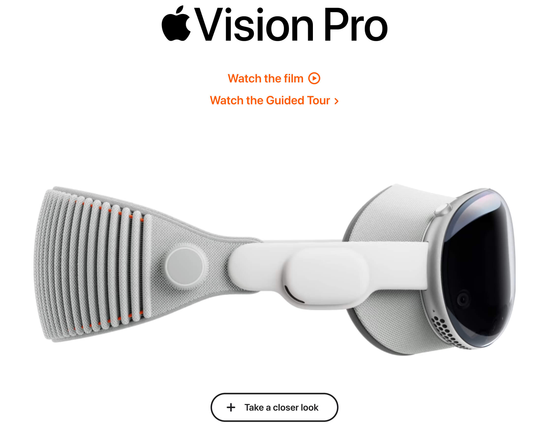 Apple Vision Pro, strona Apple