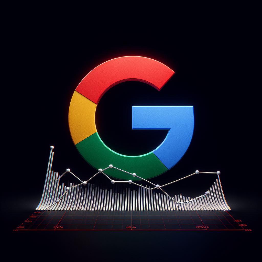 grafika - logo Google nad wykresem liniowym